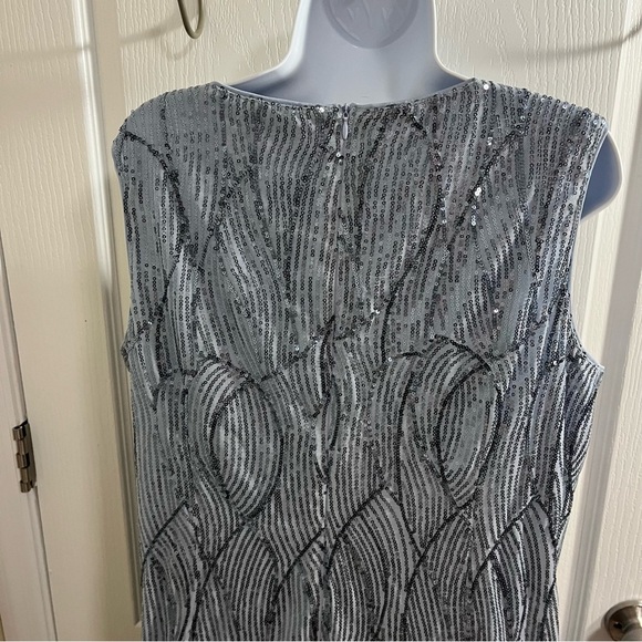 Elegant Fully Sequin Dress Plus Size 2X Stretch Slate Blue Formal Party Holiday - Picture 2 of 8